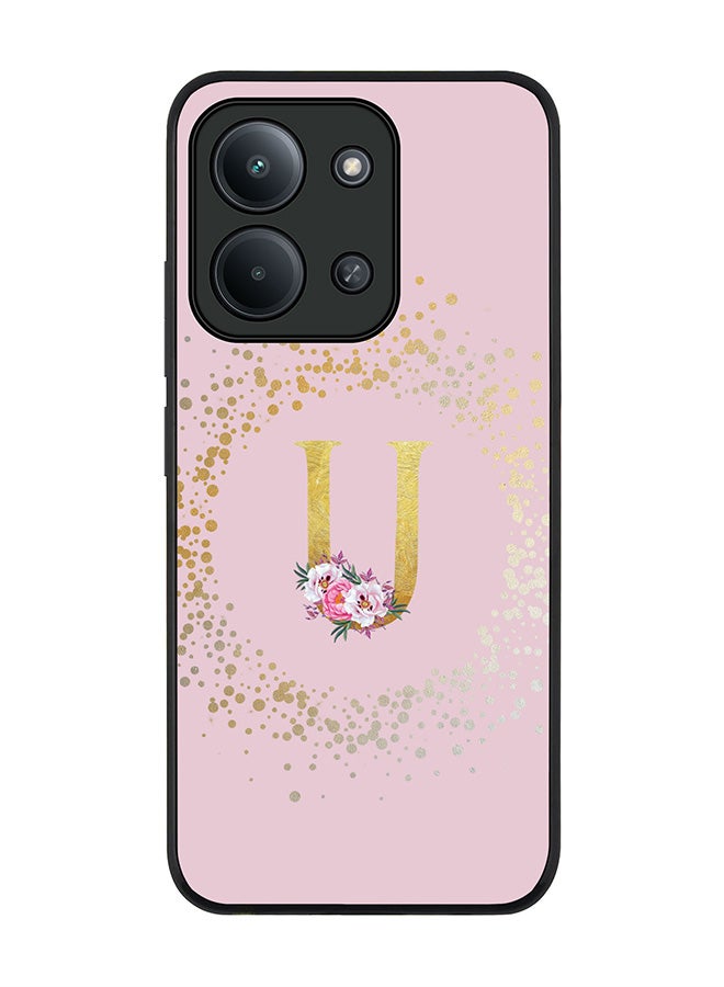 For Xiaomi Poco C85 4G Case,Slim fit Camera Protection, Shockproof Thin Phone cover  - Custom Monogram Floral - U  (Pink )